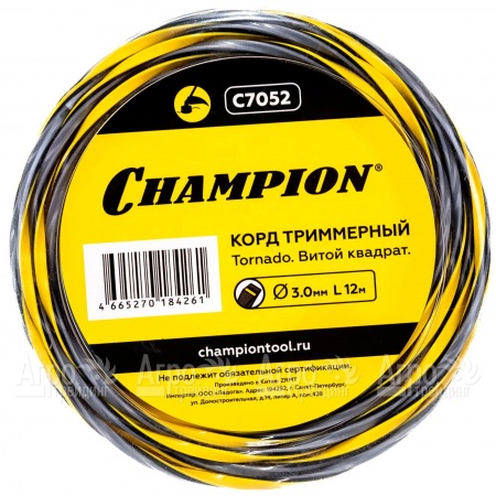 Корд триммерный Champion Tornado 3.0мм, 12м (витой квадрат)  в Смоленске